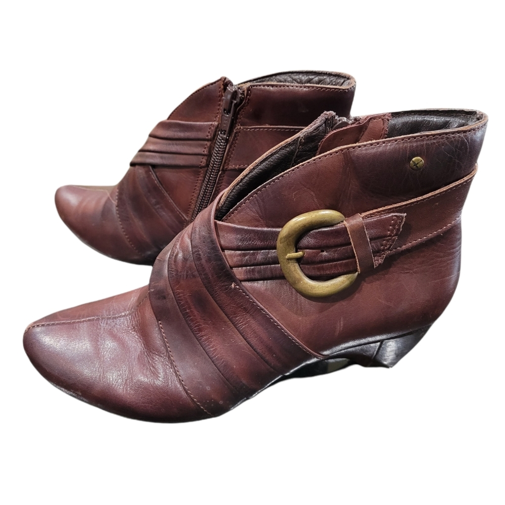 Pikolinos Unique Leather Boots Booties with Brass Buckle sz 6